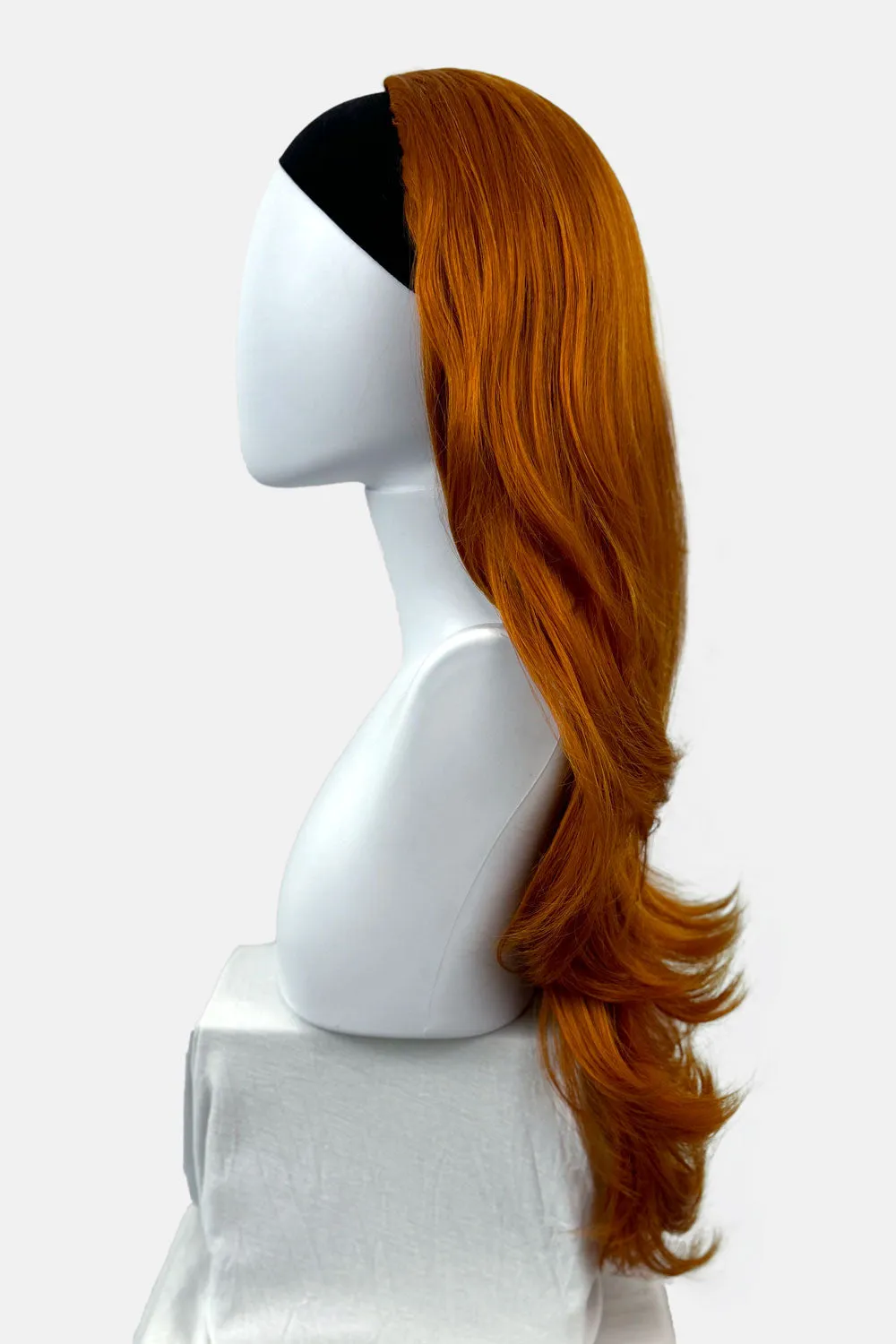 Wavy ginger half wig hairpiece extension (3/4 wig): Eris