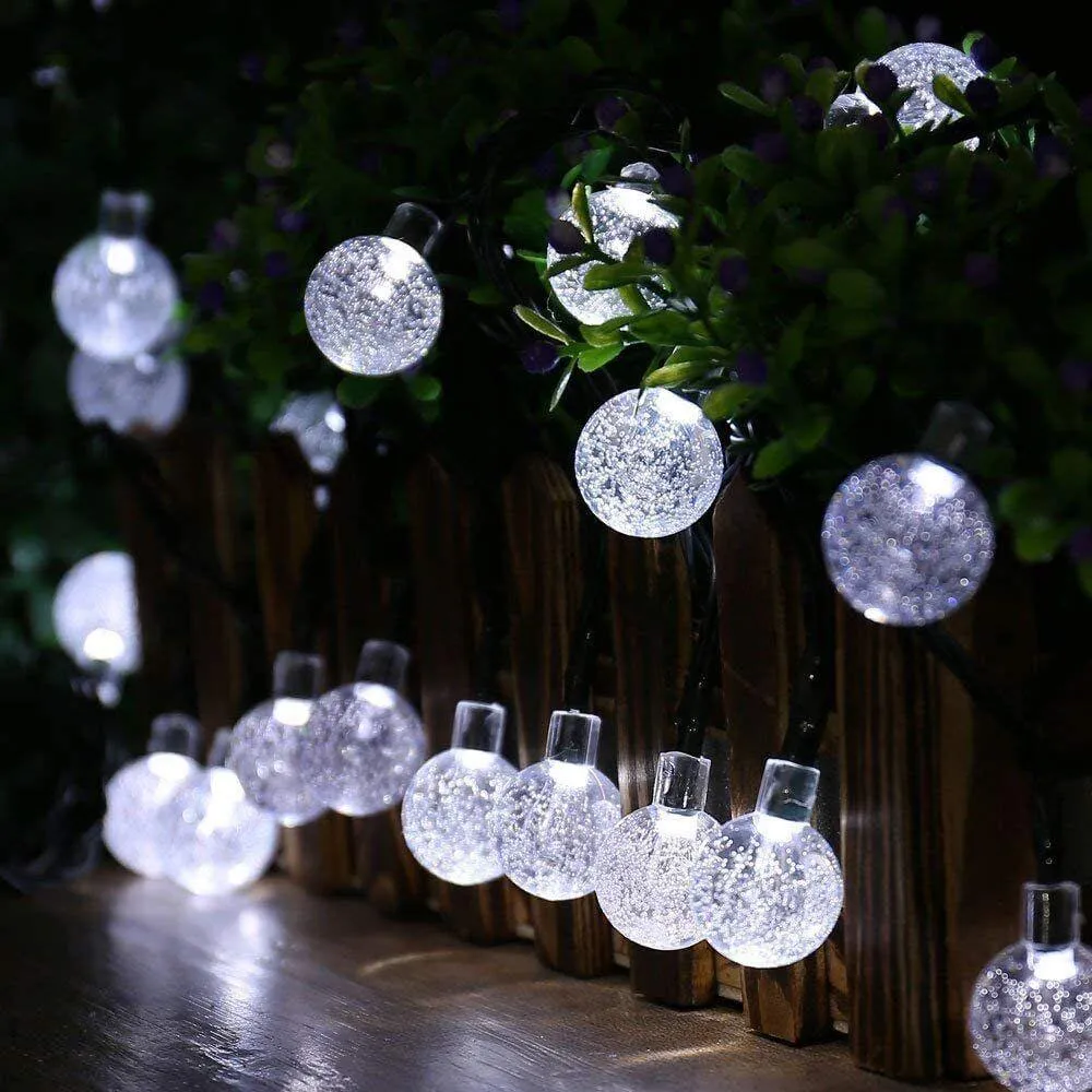 White Led String Lights In Crystal Balls Design