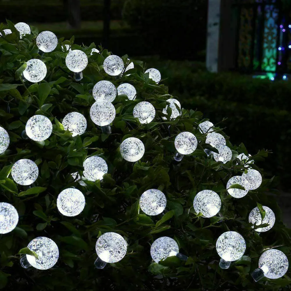 White Led String Lights In Crystal Balls Design