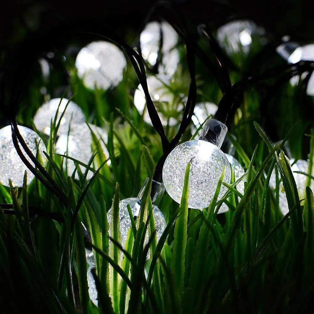 White Led String Lights In Crystal Balls Design