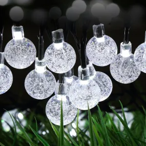 White Led String Lights In Crystal Balls Design