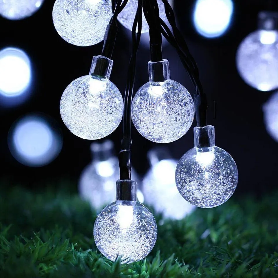 White Led String Lights In Crystal Balls Design