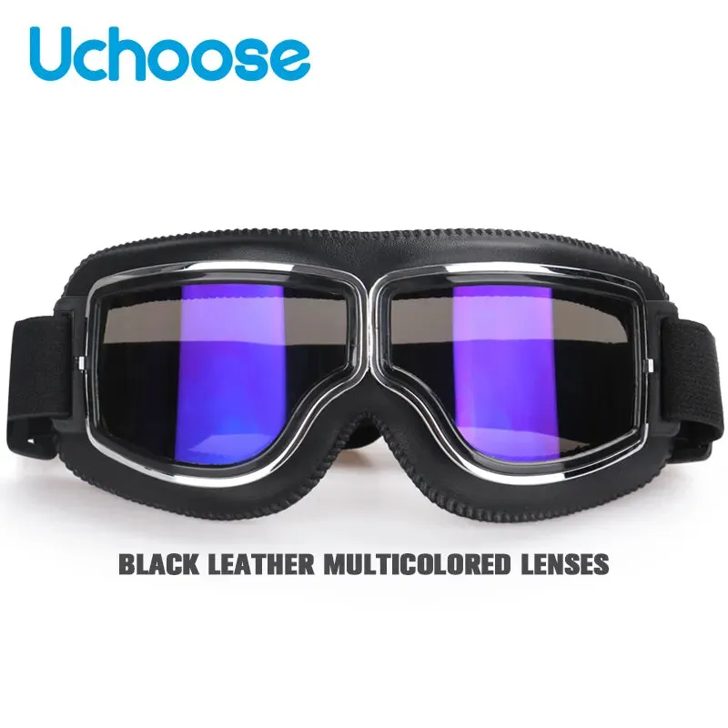 Windproof Bicycles Helmet Glasses Leather Safety Protective Anti-glare Motocross Cross-country Steampunk Glasses Easy To Carry