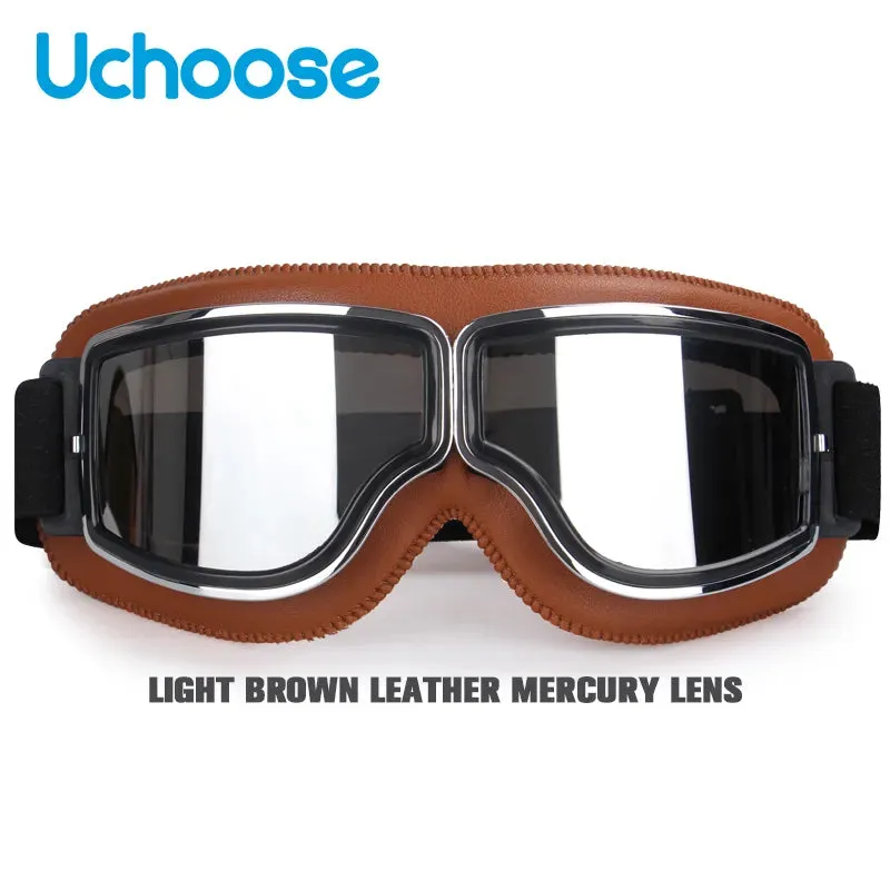 Windproof Bicycles Helmet Glasses Leather Safety Protective Anti-glare Motocross Cross-country Steampunk Glasses Easy To Carry