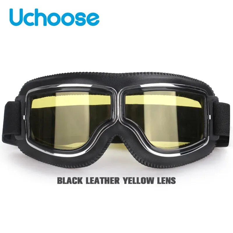 Windproof Bicycles Helmet Glasses Leather Safety Protective Anti-glare Motocross Cross-country Steampunk Glasses Easy To Carry