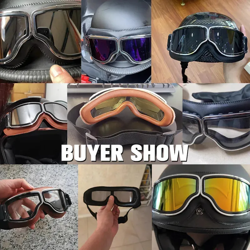 Windproof Bicycles Helmet Glasses Leather Safety Protective Anti-glare Motocross Cross-country Steampunk Glasses Easy To Carry