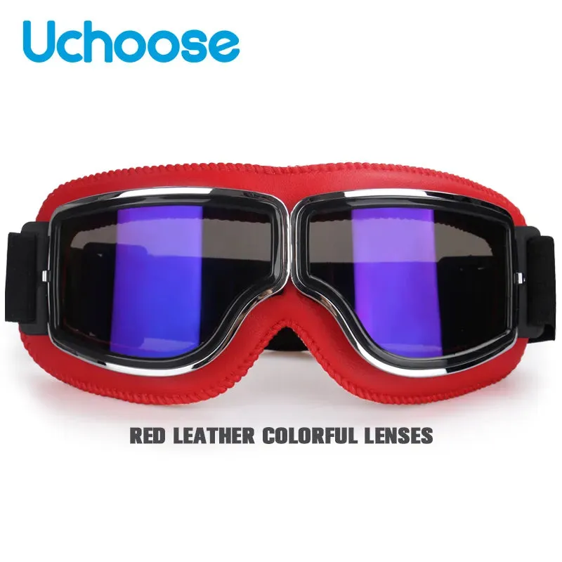 Windproof Bicycles Helmet Glasses Leather Safety Protective Anti-glare Motocross Cross-country Steampunk Glasses Easy To Carry