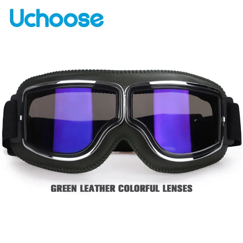 Windproof Bicycles Helmet Glasses Leather Safety Protective Anti-glare Motocross Cross-country Steampunk Glasses Easy To Carry