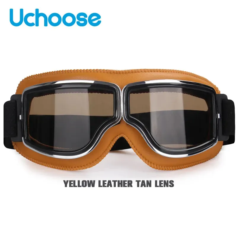 Windproof Bicycles Helmet Glasses Leather Safety Protective Anti-glare Motocross Cross-country Steampunk Glasses Easy To Carry