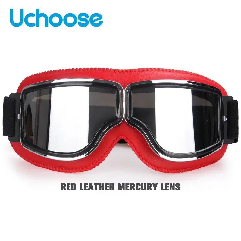 Windproof Bicycles Helmet Glasses Leather Safety Protective Anti-glare Motocross Cross-country Steampunk Glasses Easy To Carry