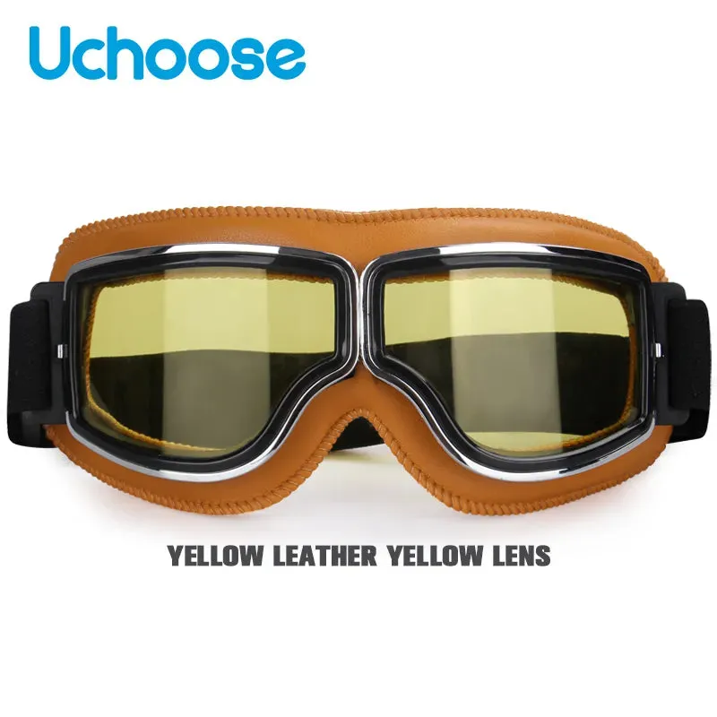 Windproof Bicycles Helmet Glasses Leather Safety Protective Anti-glare Motocross Cross-country Steampunk Glasses Easy To Carry