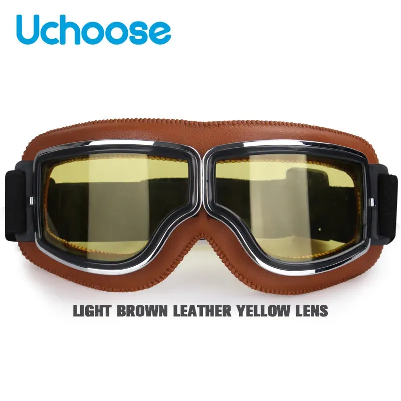 Windproof Bicycles Helmet Glasses Leather Safety Protective Anti-glare Motocross Cross-country Steampunk Glasses Easy To Carry