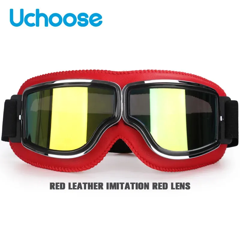 Windproof Bicycles Helmet Glasses Leather Safety Protective Anti-glare Motocross Cross-country Steampunk Glasses Easy To Carry