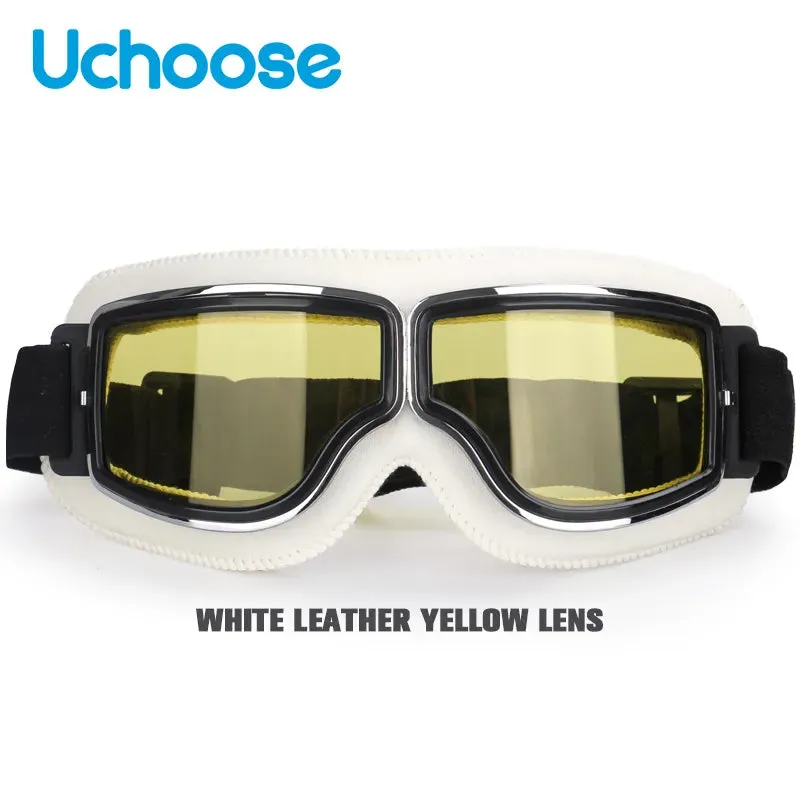 Windproof Bicycles Helmet Glasses Leather Safety Protective Anti-glare Motocross Cross-country Steampunk Glasses Easy To Carry