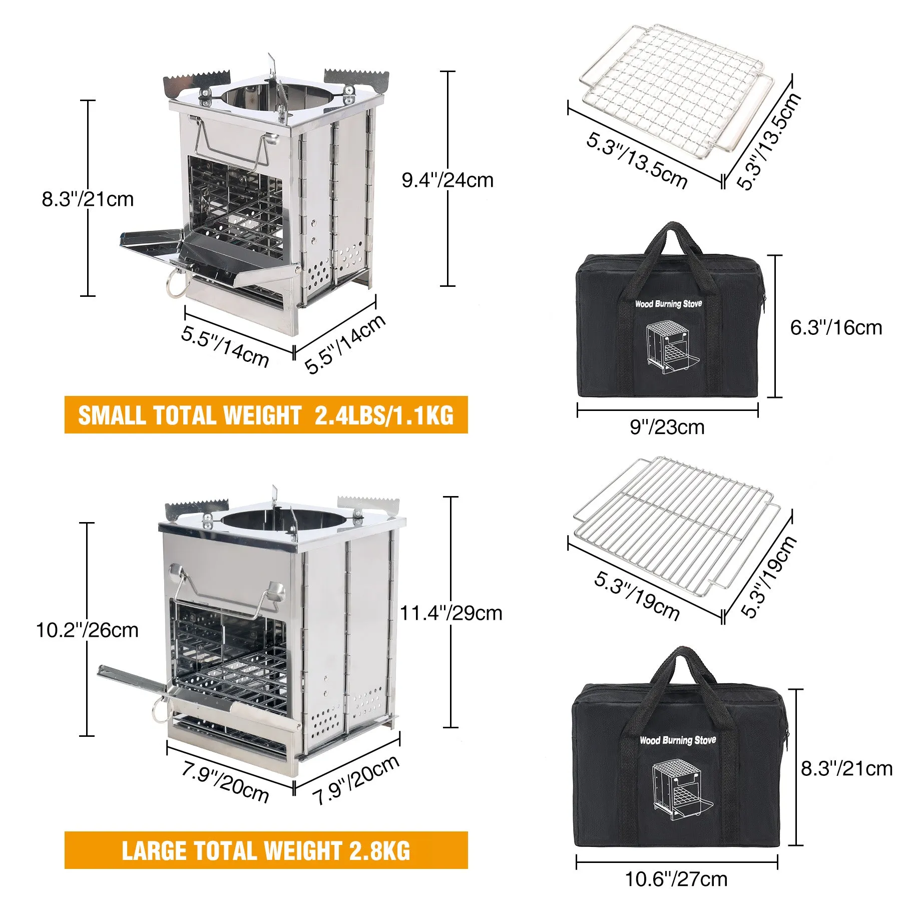 Wood Burning Camping Stove Folding with Pot Stand