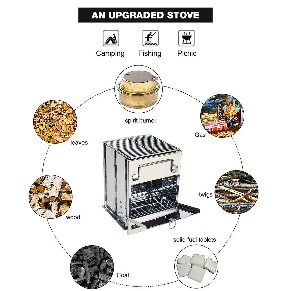 Wood Burning Camping Stove Folding with Pot Stand