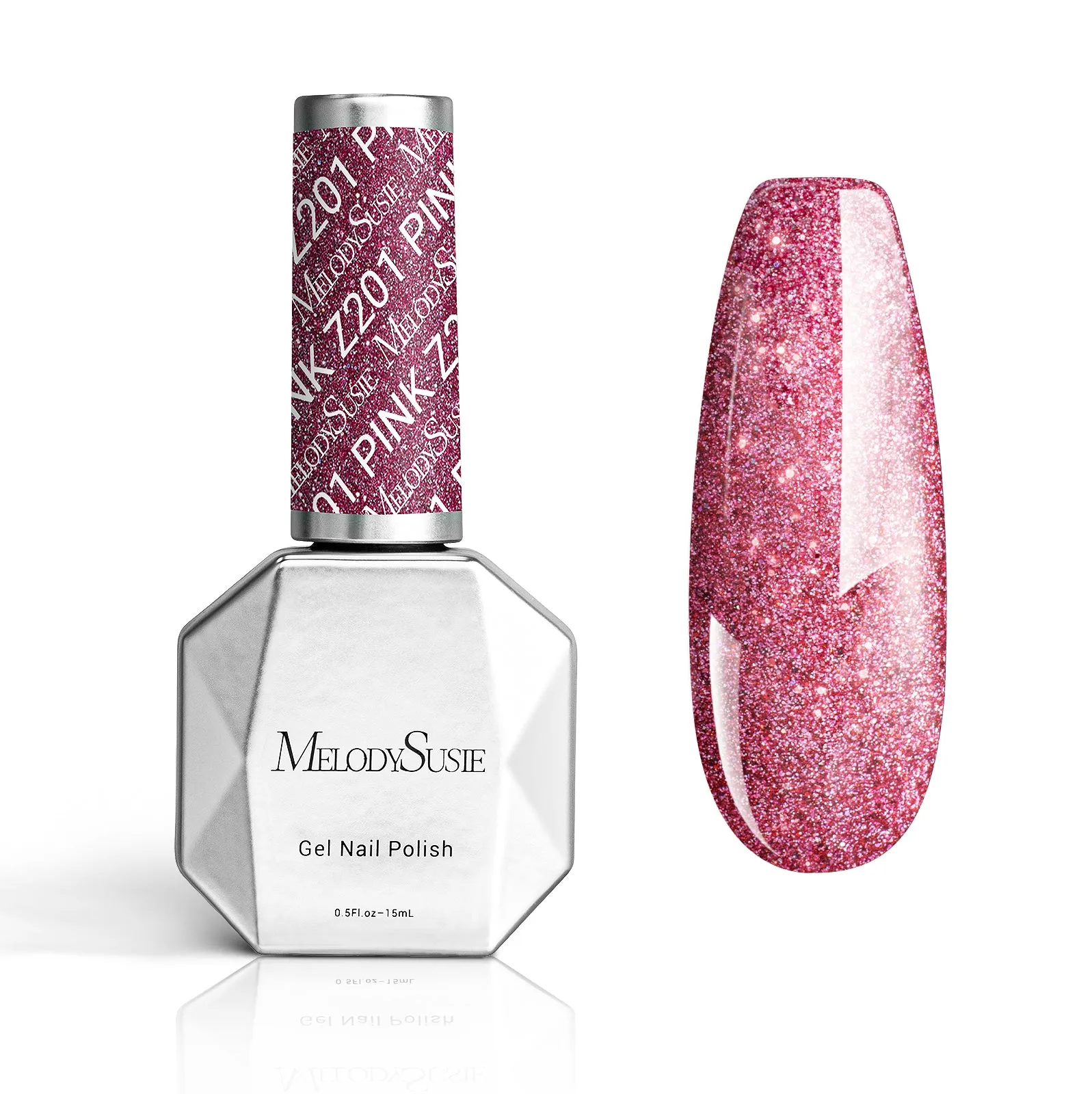 Z201 Strawberry Pink Glitter - Gel Nail Polish(15ml)