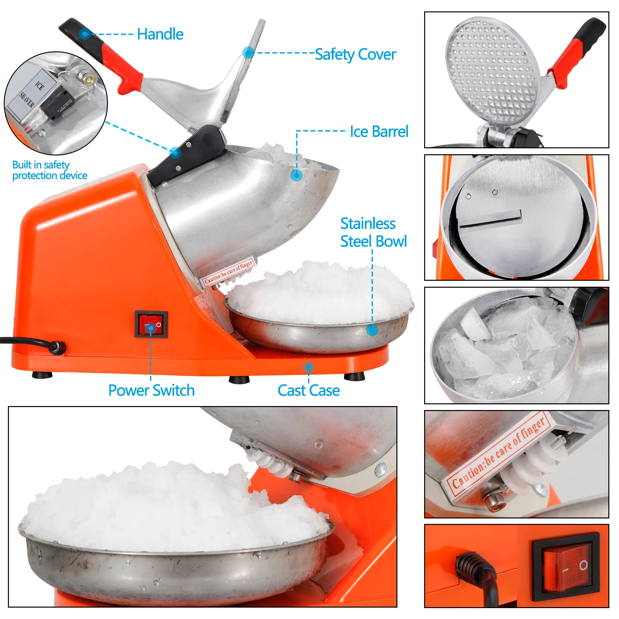 ZENY™ Electric Ice Shaver w/ Stainless Steel Blade Shaved Snow Cone Maker Shaving Crusher Machine